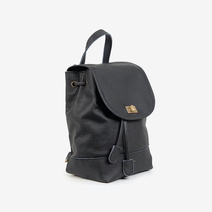 Pebbled Leather Mini Fold-Over Backpack