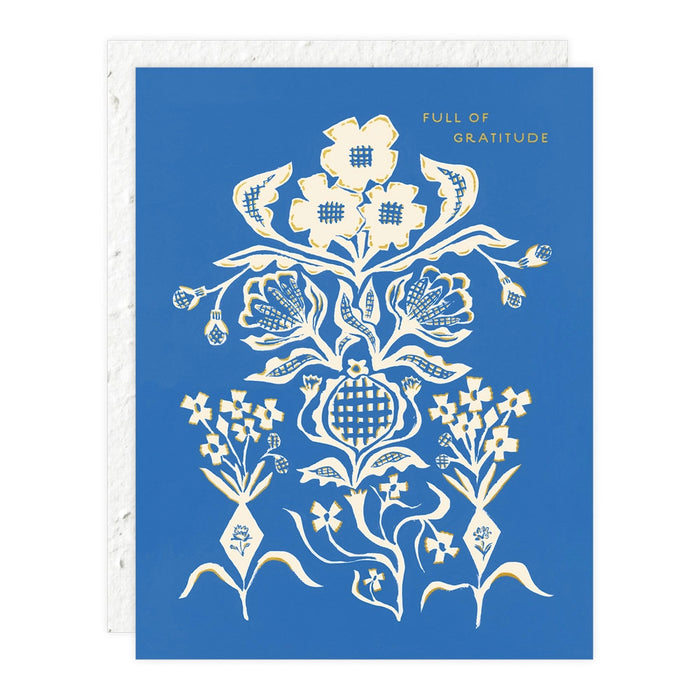 Blue Flower Bouquet Thank You Card