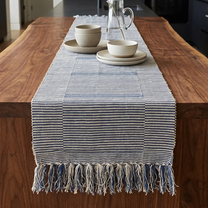 Hand Loomed Cotton & Jute Table Runner