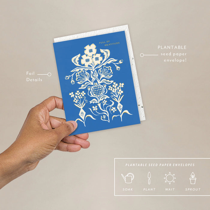 Blue Flower Bouquet Thank You Card