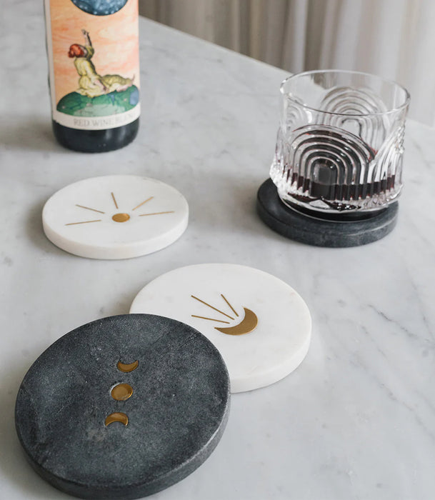 Indukala Moon Phase Marble Coasters - Set of 4