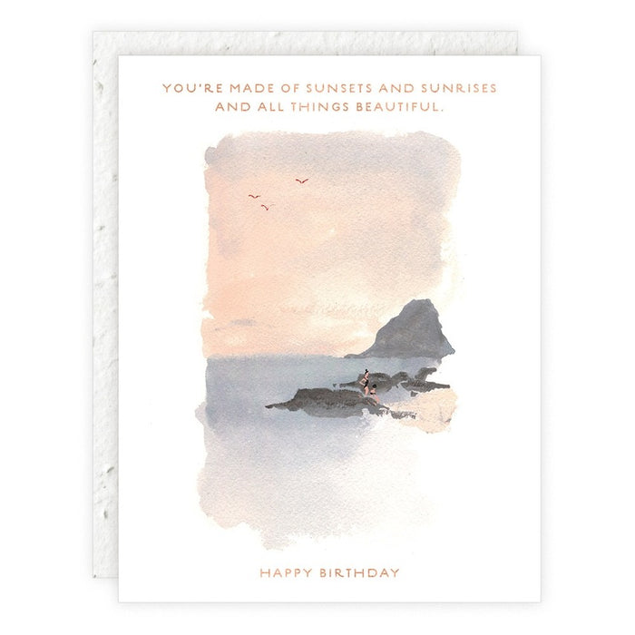 Sunset On the Rocks Birthday Card