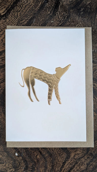 Gold Embossed Dog in A Jumper Keepsake Card