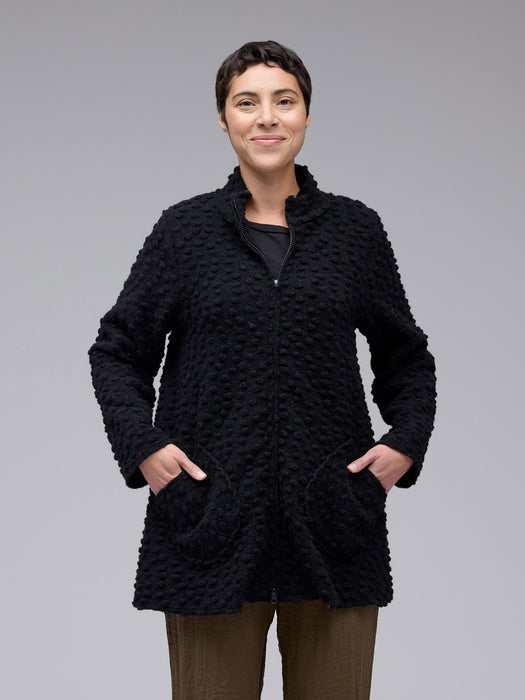 Boiled Wool Zip Swing Jacket