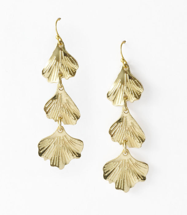 Sayuri Ginkgo Leaf Triple Drop Earrings