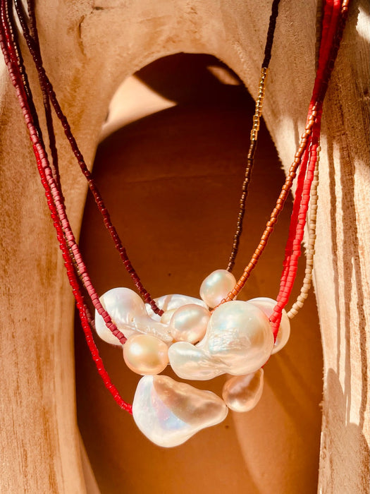 Freshwater Pearl & Japanese Glass Bead Necklace