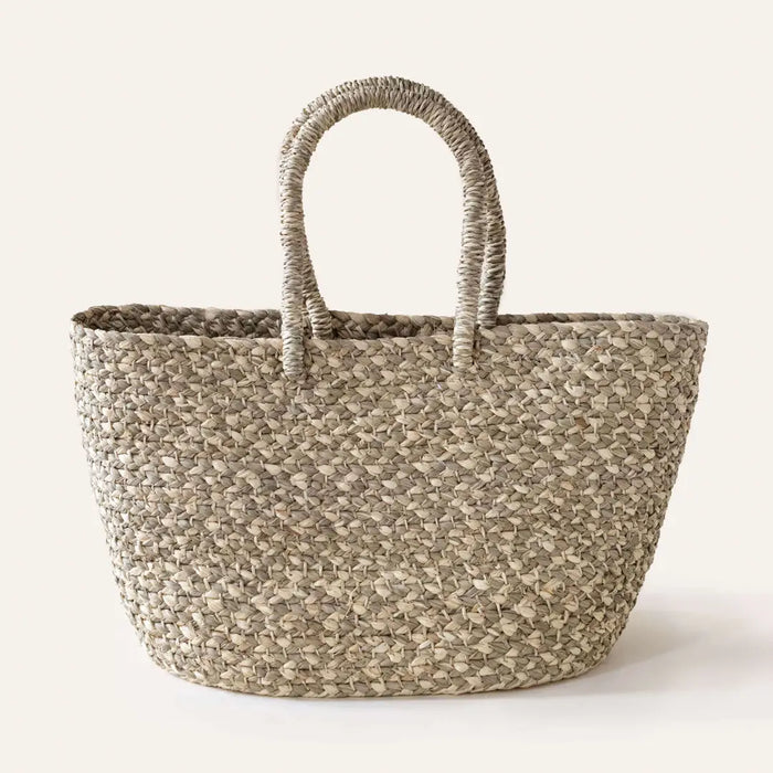 Sage & Natural Braided Raffia Tote