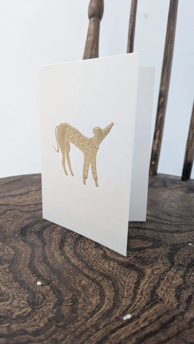 Gold Embossed Dog in A Jumper Keepsake Card