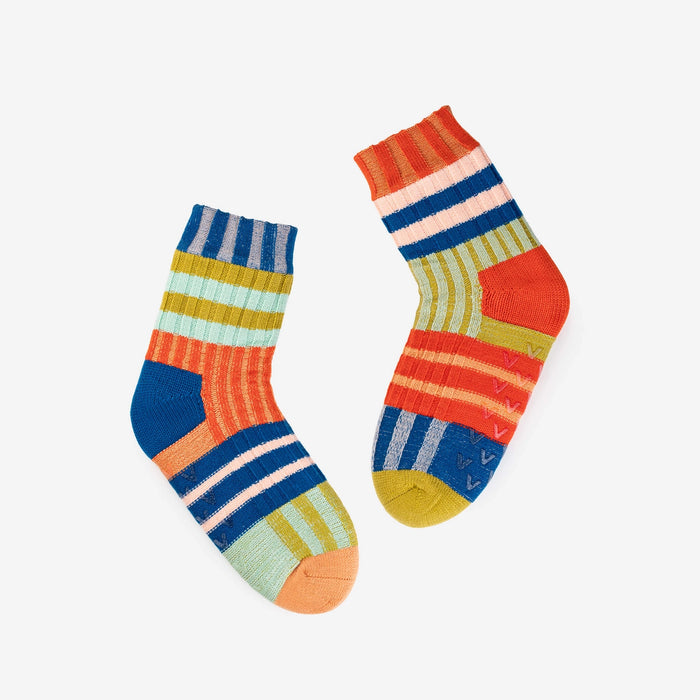 Patchwork Stripe Knit House Socks