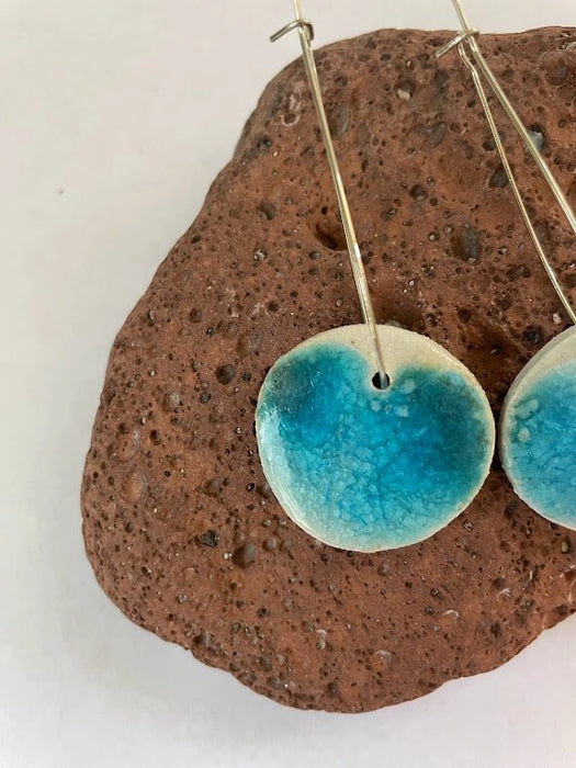Handmade Ceramic Sea Glass Earring – Blue Crackle