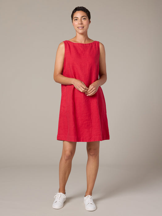 Linen Modern Shift Dress Cherry / Extra Small