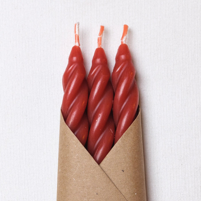 Rose Beeswax Spiral Tapers - Set of 3
