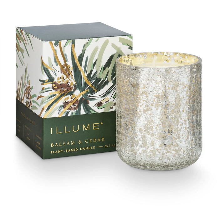 Balsam & Cedar Small Boxed Crackle Glass Candle