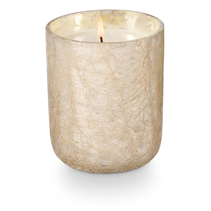 Winter White Small Crackle Glass Boxed Candle
