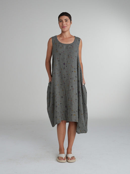 Graffiti Floral Button Linen Bubble Dress By Land & Sea Graffiti Floral Button Linen Bubble Dress By Land & Sea