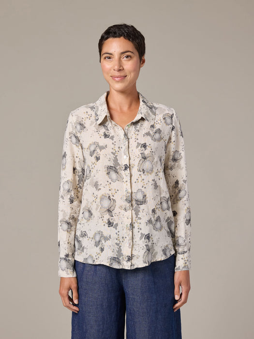 Vintage Floral Linen Button Shirt