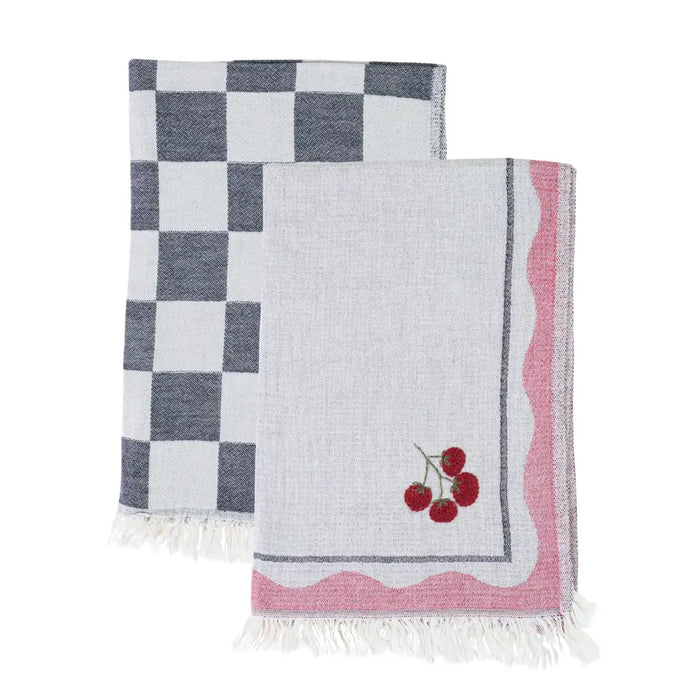 Tomato Hand Stitched Kitchen Towel - Set of 2
