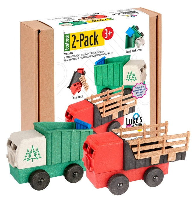 Farm Truck & Green Dump Truck 2-Pack
