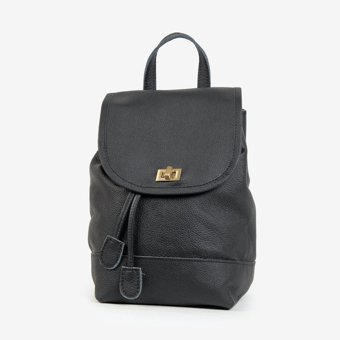Pebbled Leather Mini Fold-Over Backpack