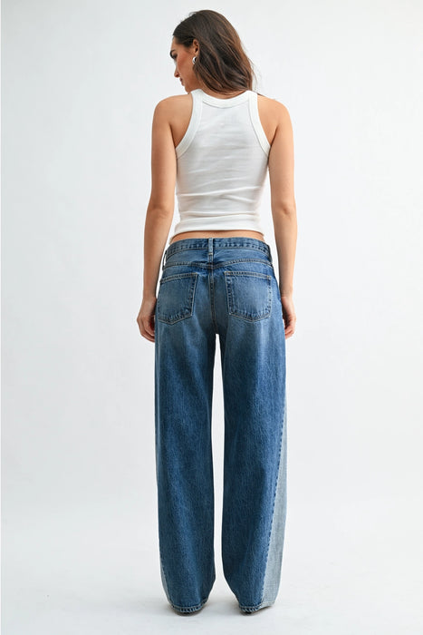 Contrast Seam Wide Leg Jean