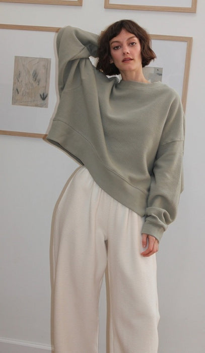 Margot Rippled Cotton Cropped Sweatshirt