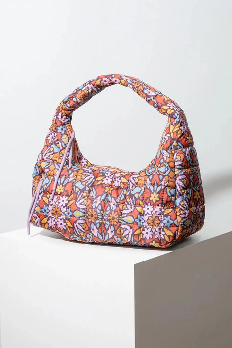 Floral Ikat Quilted Zipper Tote