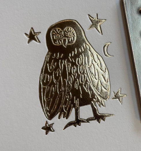 Gold Embossed Owl Keepsake Card