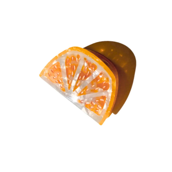 Eco-Friendly Hand-Painted Citrus Slice Claw Hair Clip