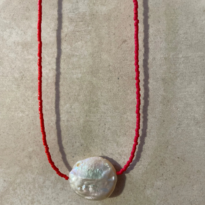 Freshwater Pearl & Japanese Glass Bead Necklace