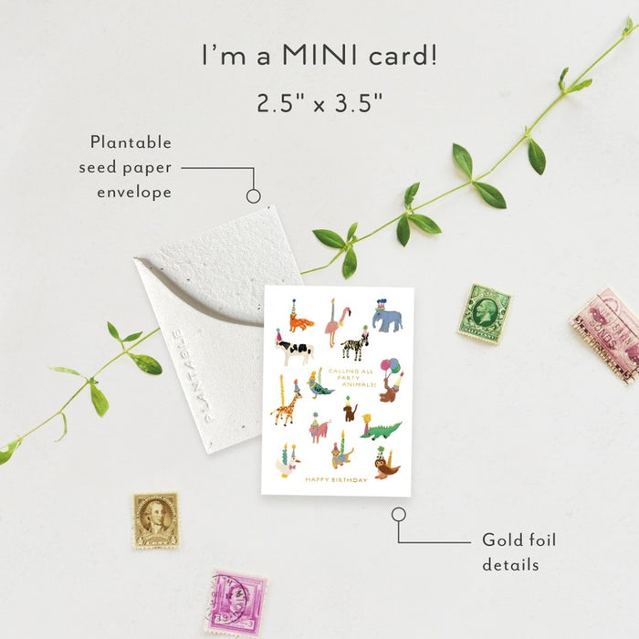 Animal Party Sprout Mini Card