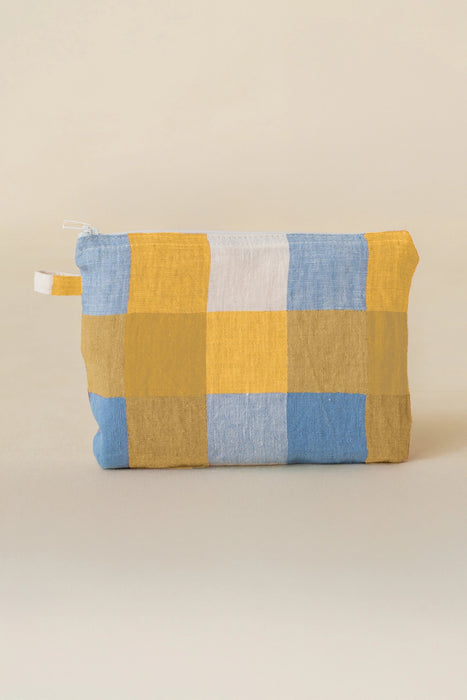 Linen Lane Checked Yarn-Dyed Small Pouch