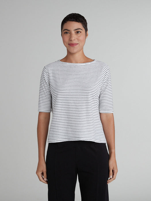 Stripe Elbow Sleeve Top