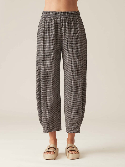 Crinkle Check Side Pleat Lantern Pant