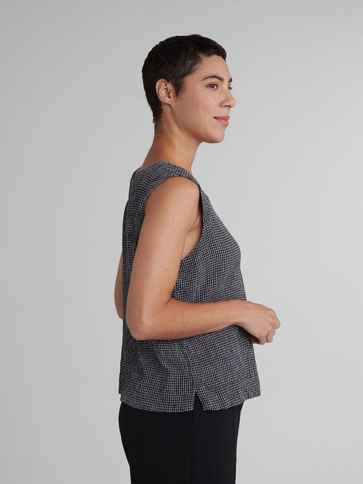 Crinkle Check Shell Top