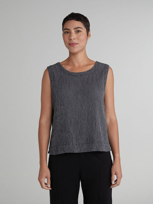 Crinkle Check Shell Top