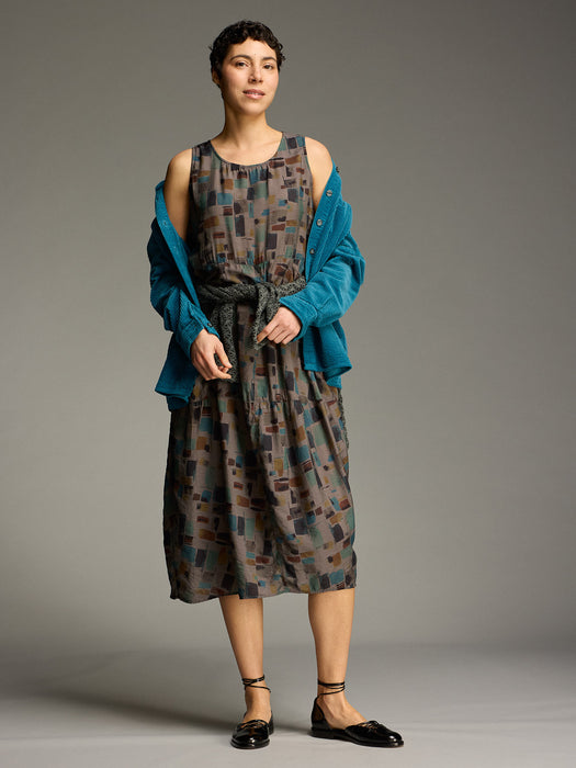 Sea Glass Seamed Bubble Dress