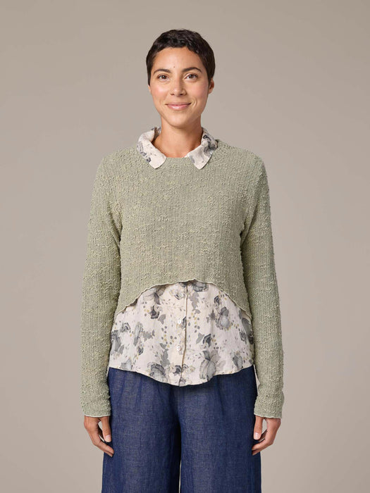 Textured Curved Crop Sweater