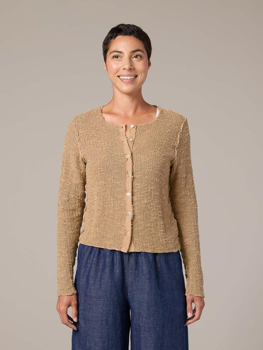 Textured Crop Cardigan Sweater