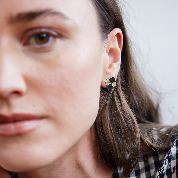 Checkers Stud Earrings