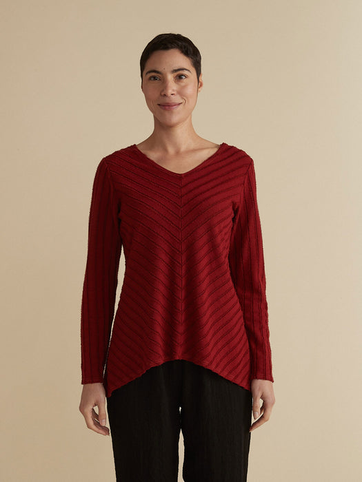 Frayed Stripe V-Neck Tee