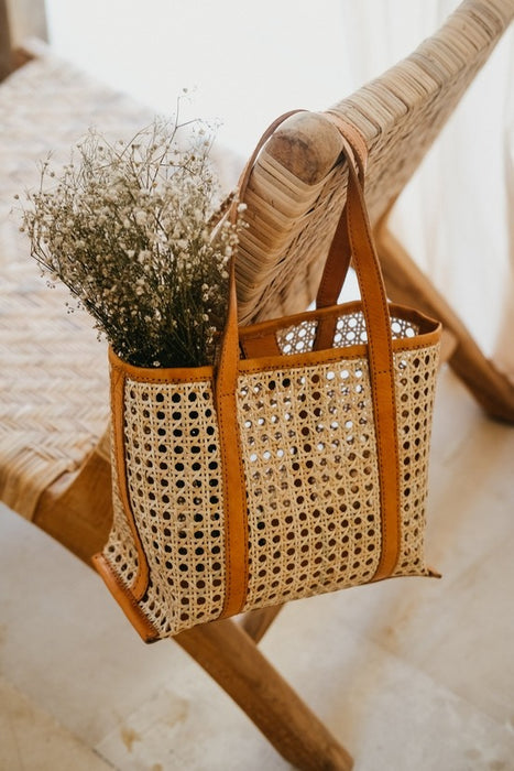 Magnolia Cane Woven Leather Tote