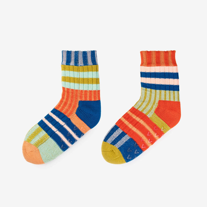 Patchwork Stripe Knit House Socks