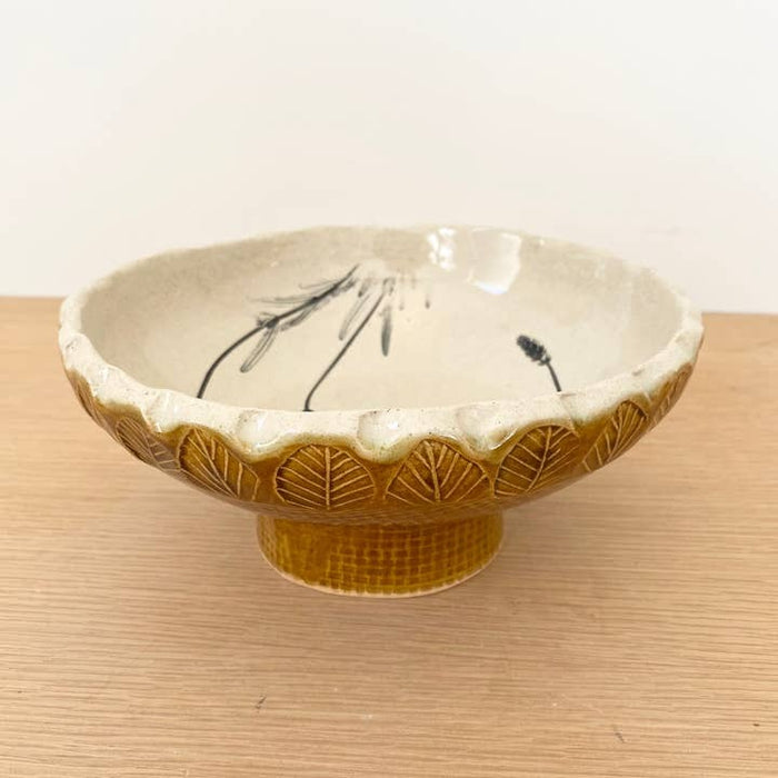 Botanical High Footed Ceramic Fruit Bowl