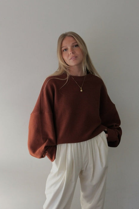 Margot Rippled Cotton Cropped Sweatshirt
