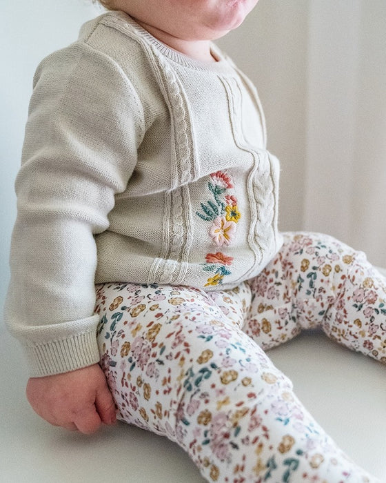 Organic Cotton Floral Jersey Stretch Baby Legging