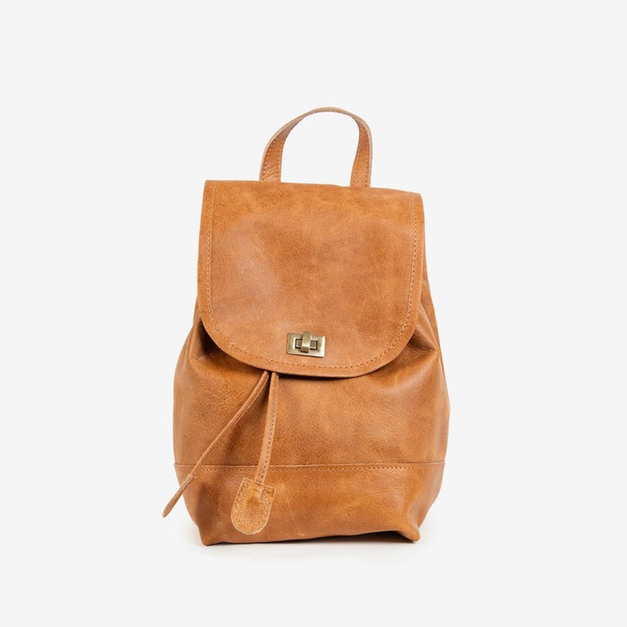 Pebbled Leather Mini Fold-Over Backpack