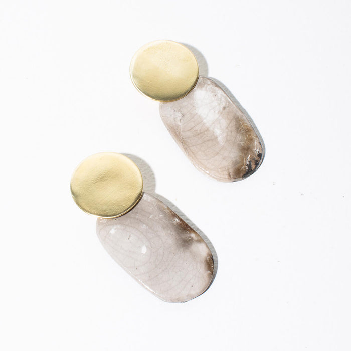 Smooth Oval Raku Pottery Drop Earrings
