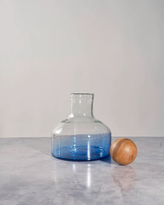 Blue Orlando Glass Decanter with Wood Topper