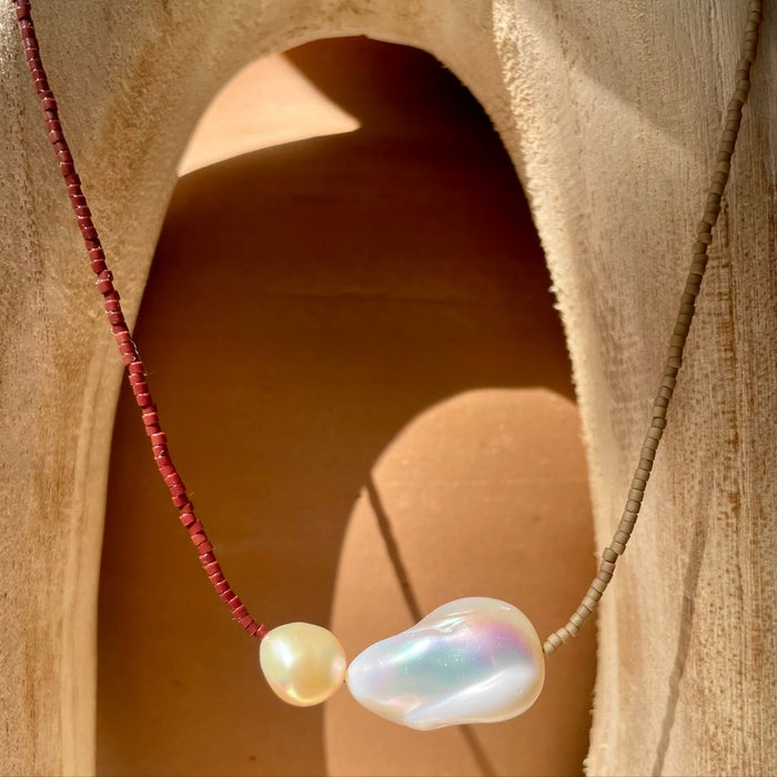 Freshwater Pearl & Japanese Glass Bead Necklace