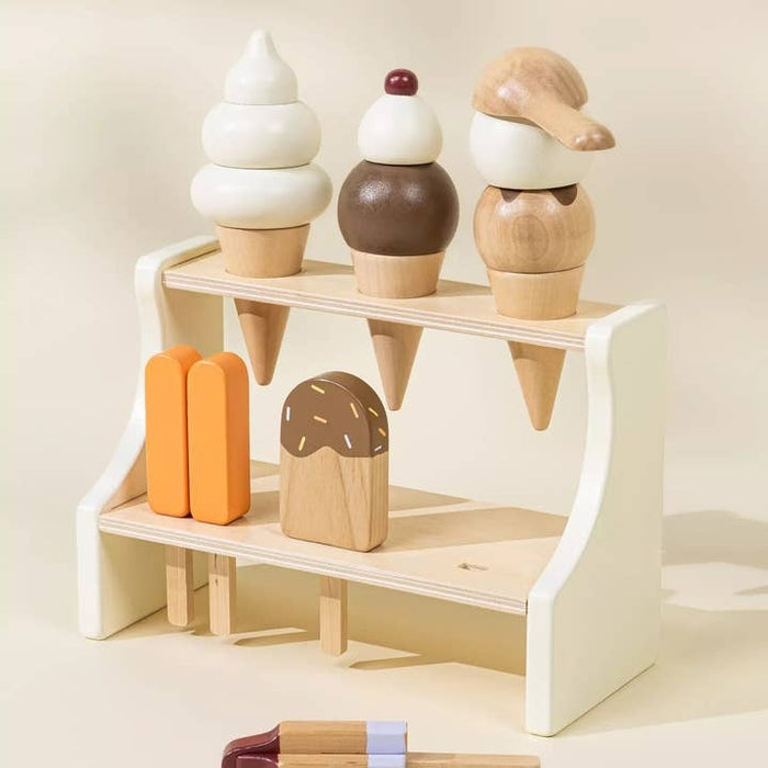 Wooden Ice Cream Stand & Accessories